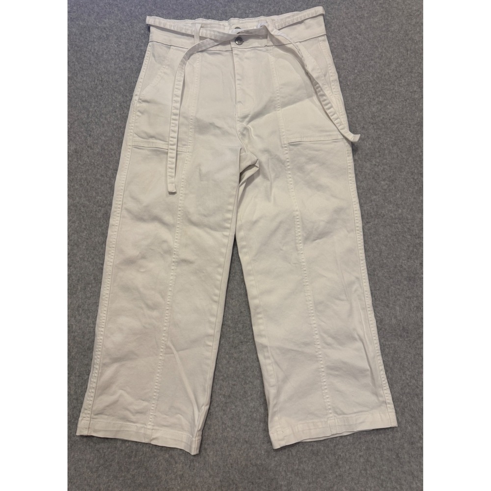 Hudson Los Angeles Womens White Wide Leg Utility Pants Tie Waist Size 12/32